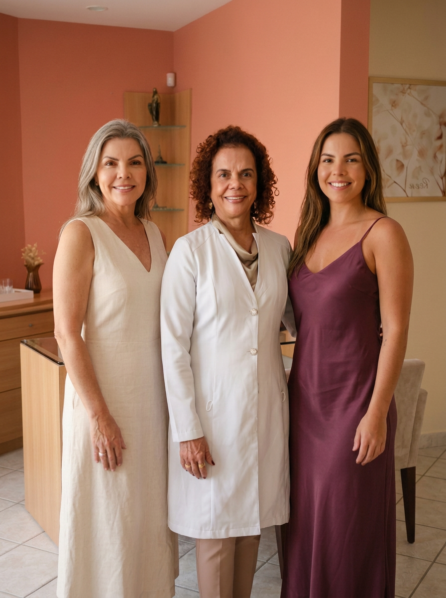 Mulher madura recebendo um cuidado delicado com a pele